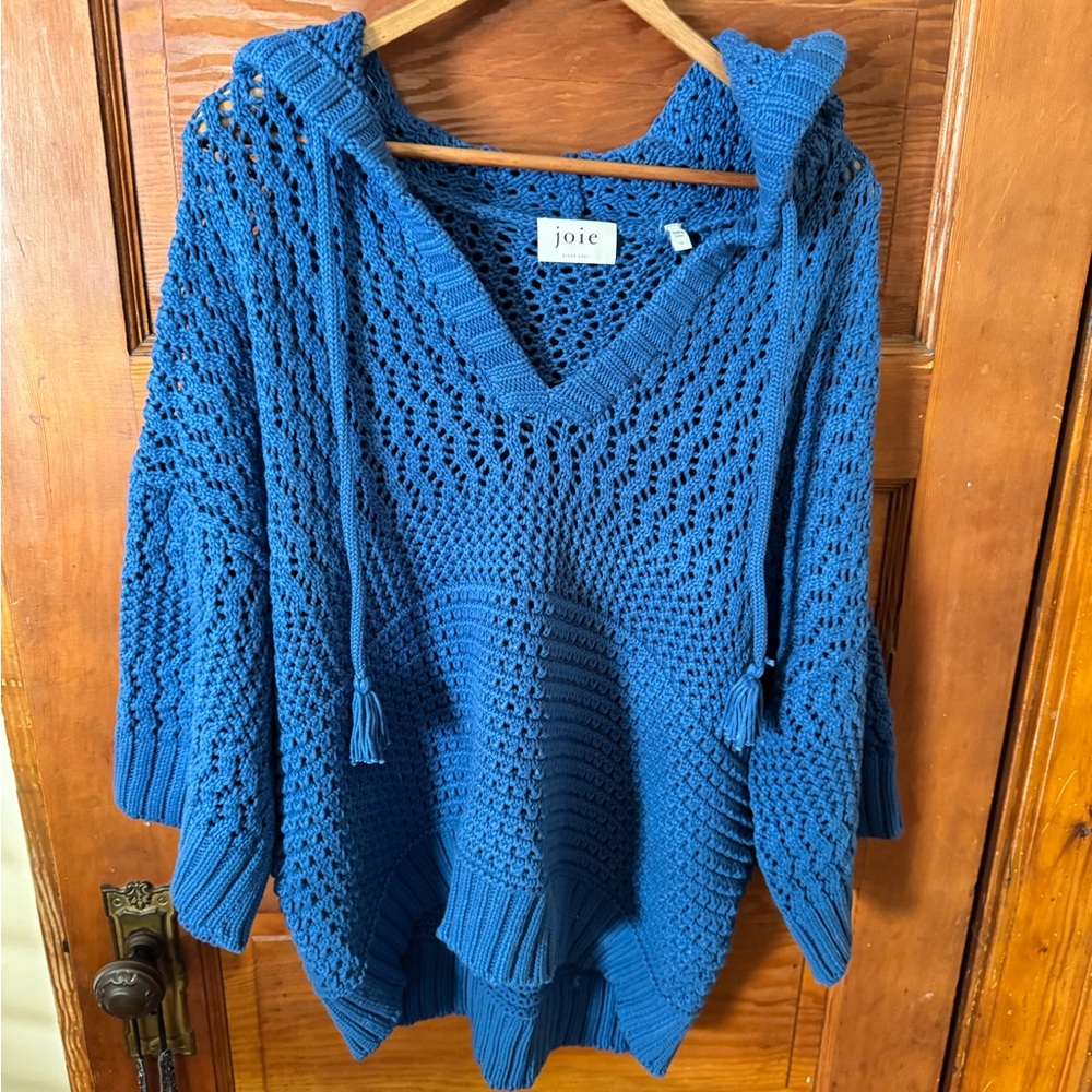 Joie Blue Knit Hoodie from Anthropologie